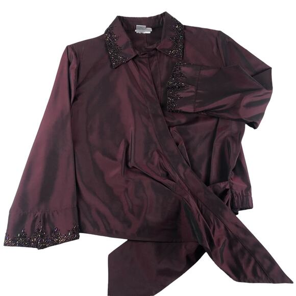 Zola Evening burgundy beaded blazer 10 - Picture 3 of 12